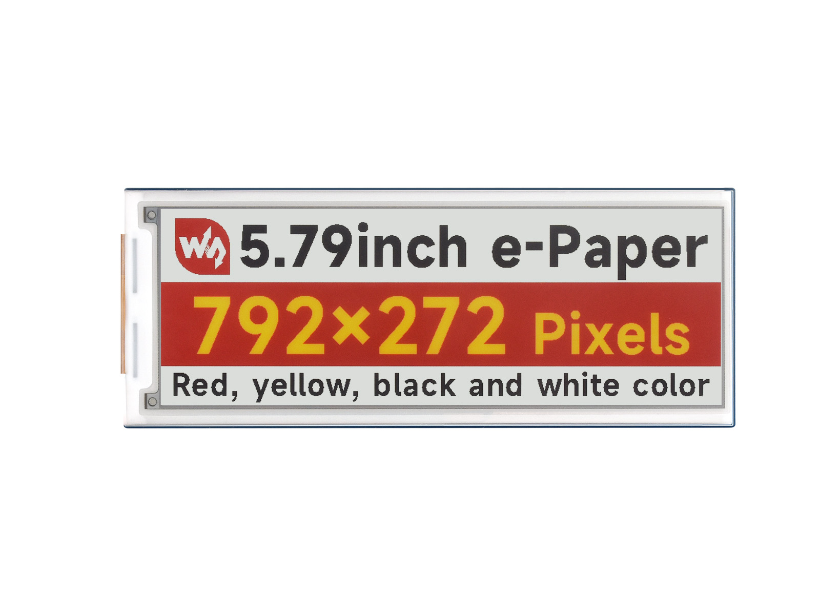 5.79寸e-Paper红黄黑白4色电子墨水屏模块 792×272像素 SPI通信