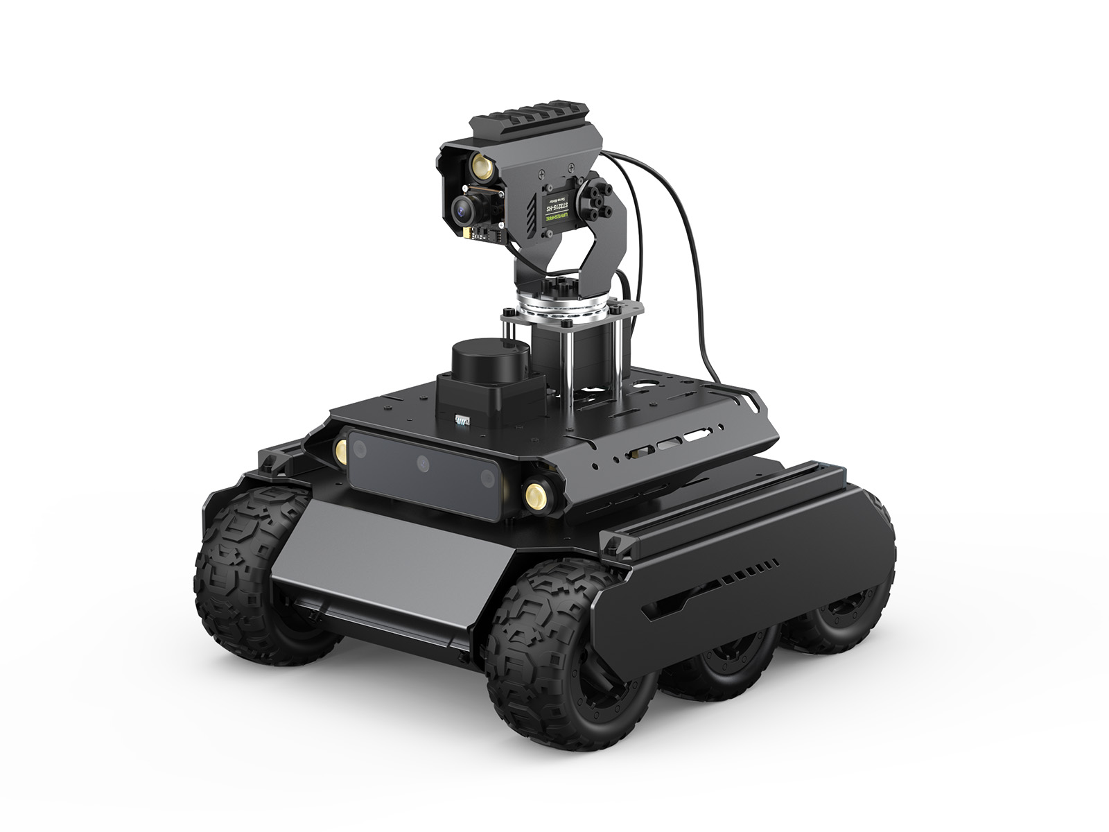 UGV Rover ROS2四驱六轮开源移动机器人 双脑架构 机器视觉 交互式教程 高性能灵活可扩展 金属架构 搭载360°全向云台 适用于树莓派4B