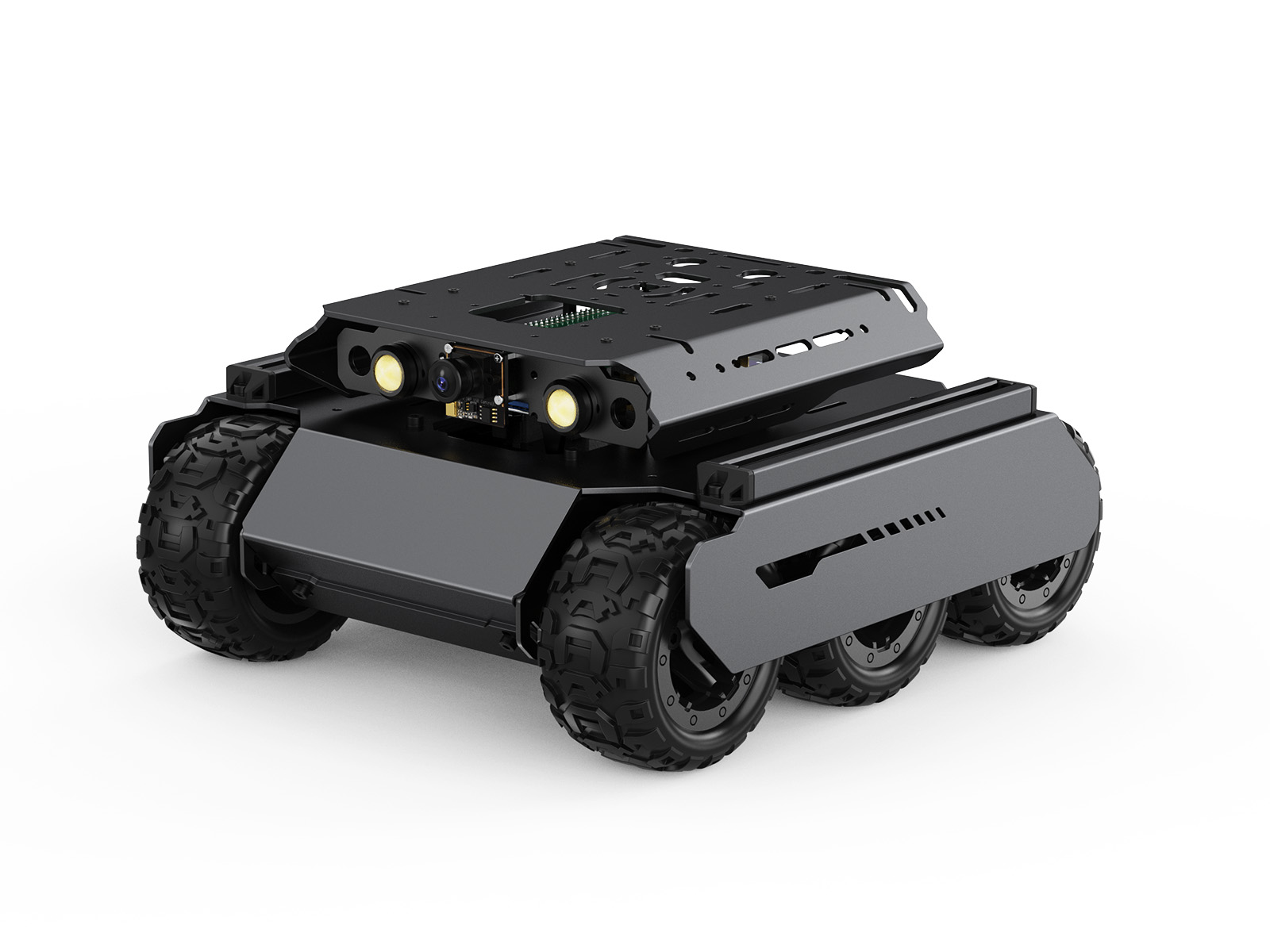UGV Rover四驱六轮开源移动机器人 双脑架构 机器视觉 交互式教程 高性能灵活可扩展 金属架构 含树莓派5 不含云台
