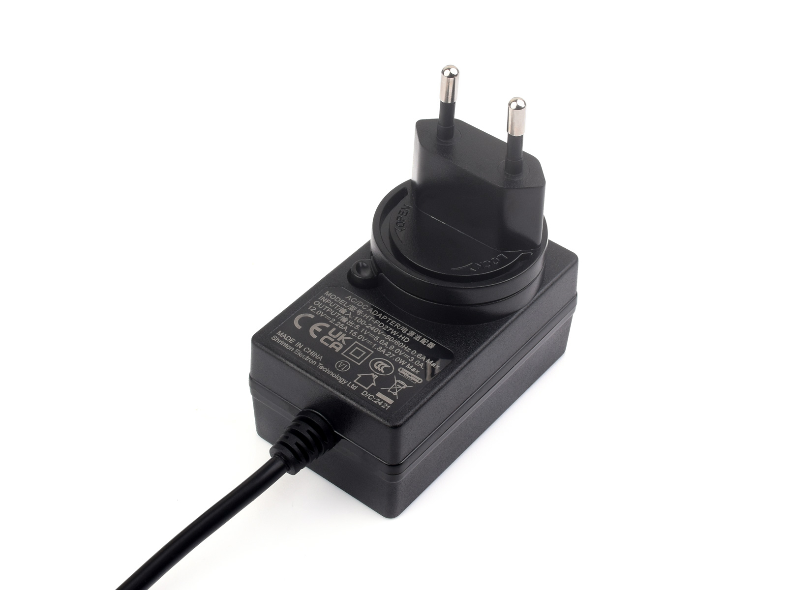 27W USB Type-C接口充电器 1.2米线长欧规电源PD电源 适用于树莓派5代