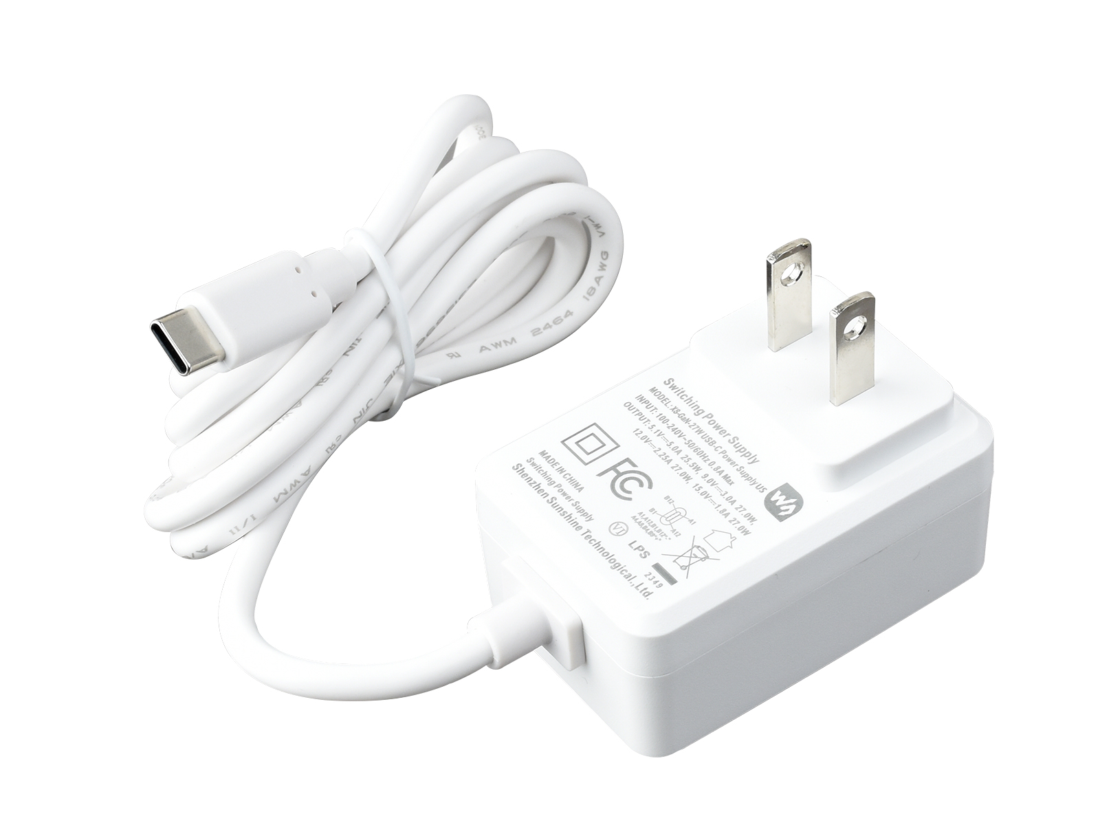 27W USB Type-C电源 PD电源 Type-C接口 美规(US) 适用于树莓派5代