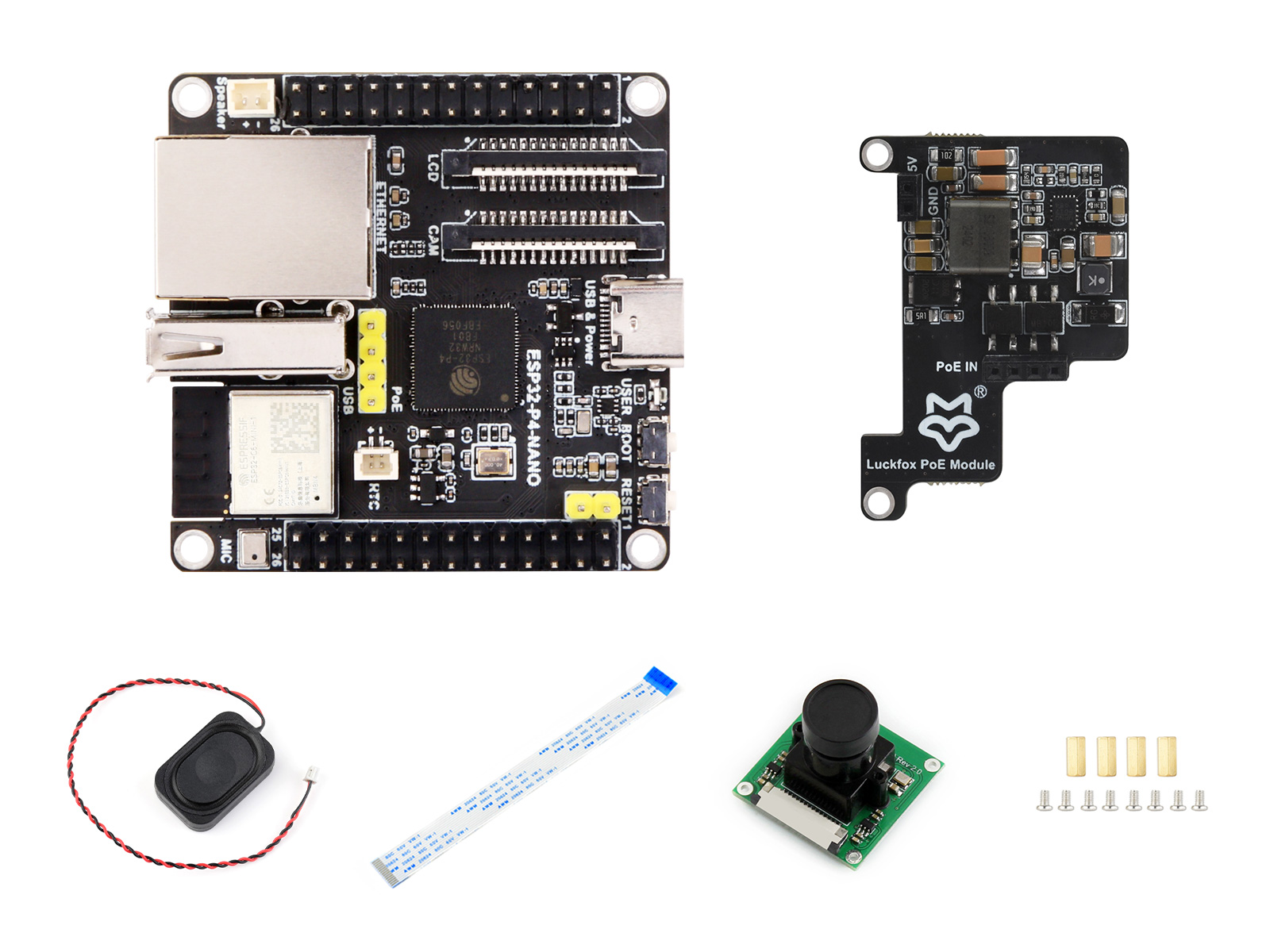 ESP32-P4-NANO开发板 基于ESP32-P4芯片的双核加单核RISC-V高性能开发板支持Wi-Fi6和Bluetooth5/BLE C套餐带PoE和摄像模块