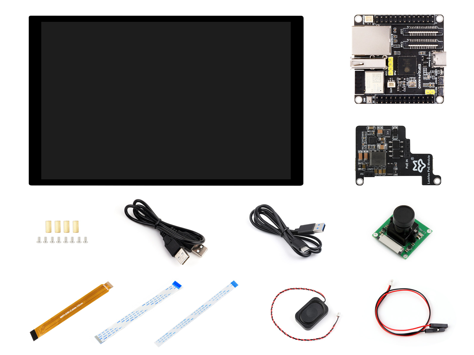 ESP32-P4-NANO开发板 基于ESP32-P4芯片的双核加单核RISC-V高性能开发板支持Wi-Fi6和Bluetooth5/BLE D套餐带屏幕PoE和摄像模块