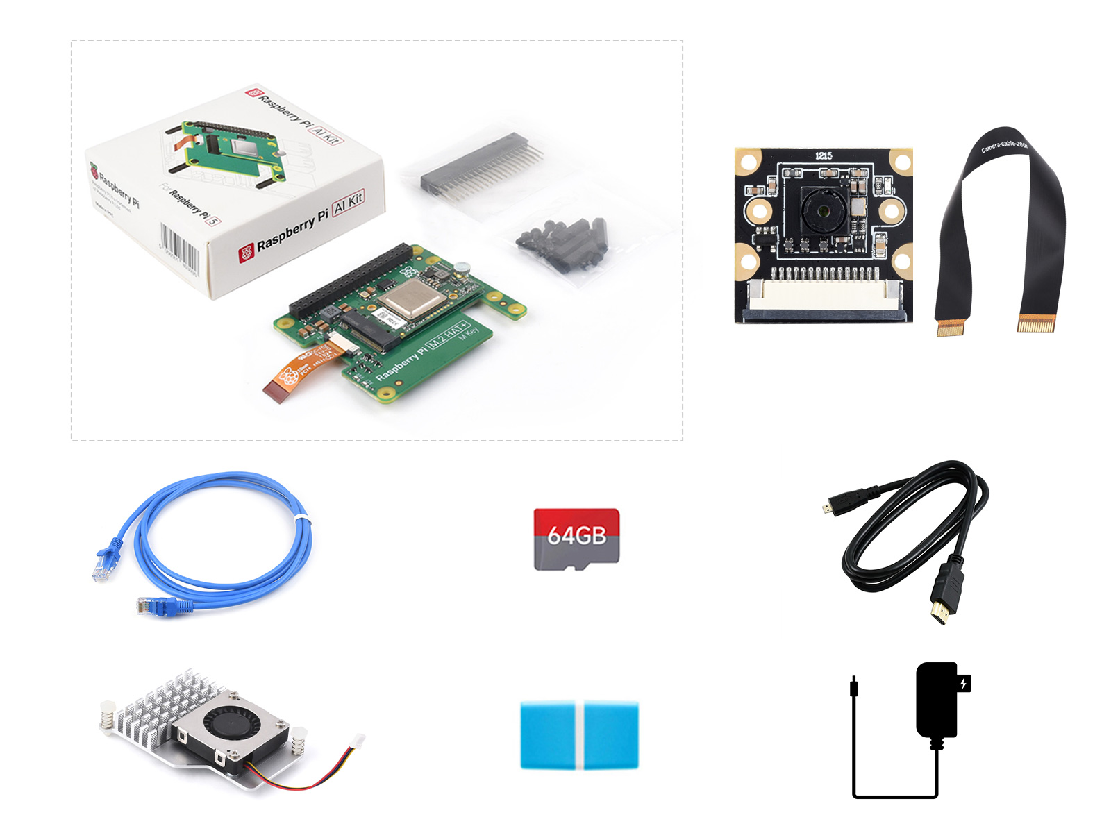 Raspberry Pi 5 树莓派5代人工智能套餐A配件包 含Raspberry Pi AI Kit【不含Pi 5主控板】