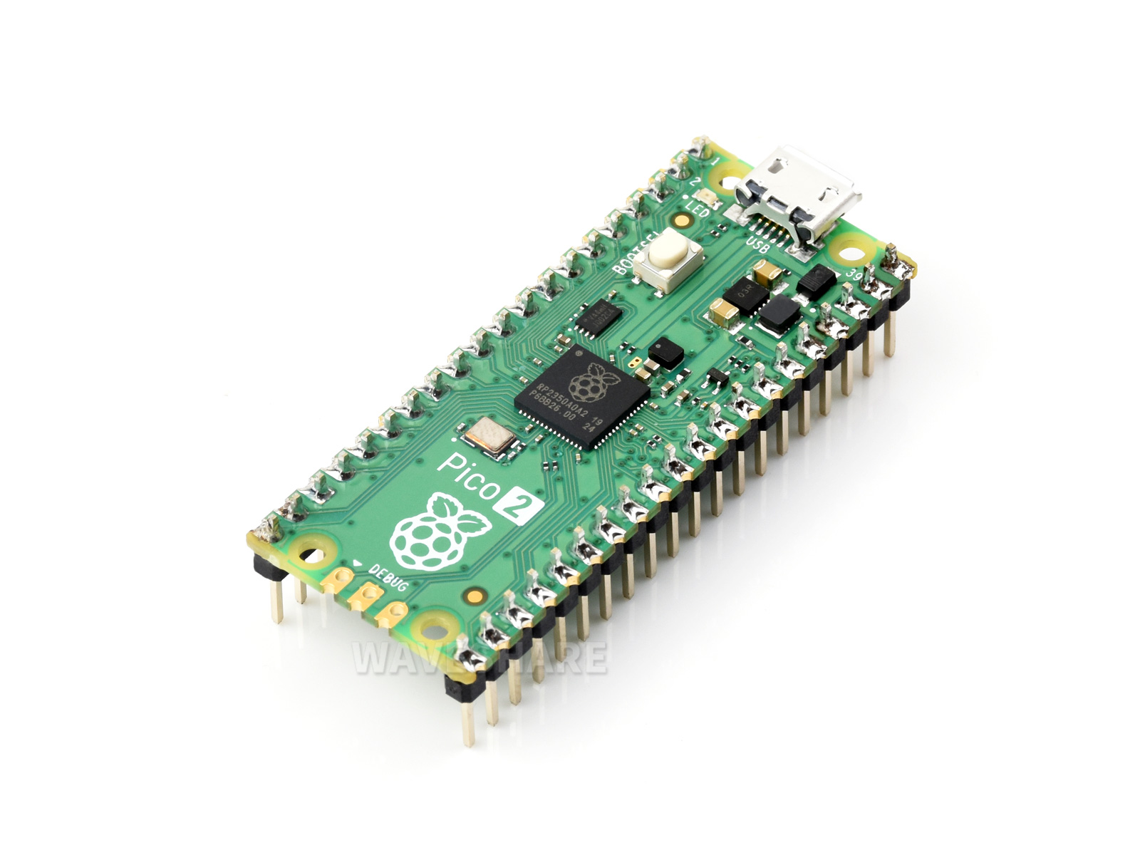 树莓派 Raspberry Pi Pico 2 微控制器开发板 基于树莓派RP2350双核、双架构处理器 加焊彩色排针