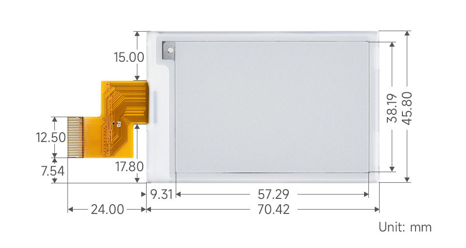 2.7寸电子纸裸屏黑白双色| 2.7inch e-Paper | WF10190CZ22墨水屏