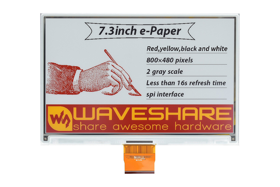 7.3寸e-Paper电子墨水屏裸屏800×480像素SPI通信
