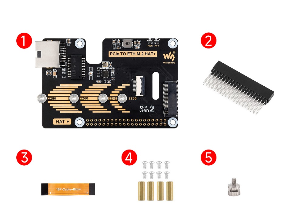 树莓派5 PCIe 转 M.2 扩展板，小巧一体式散热，迷你小巧易集成，接入树莓派5主板及硬盘效果图