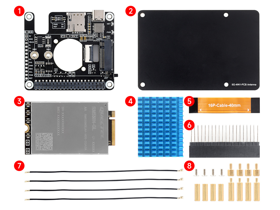 RM520N-GL 5G HAT+ 扩展板配置清单