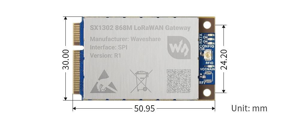 SX1302 LoRaWAN 网关模块 EU868