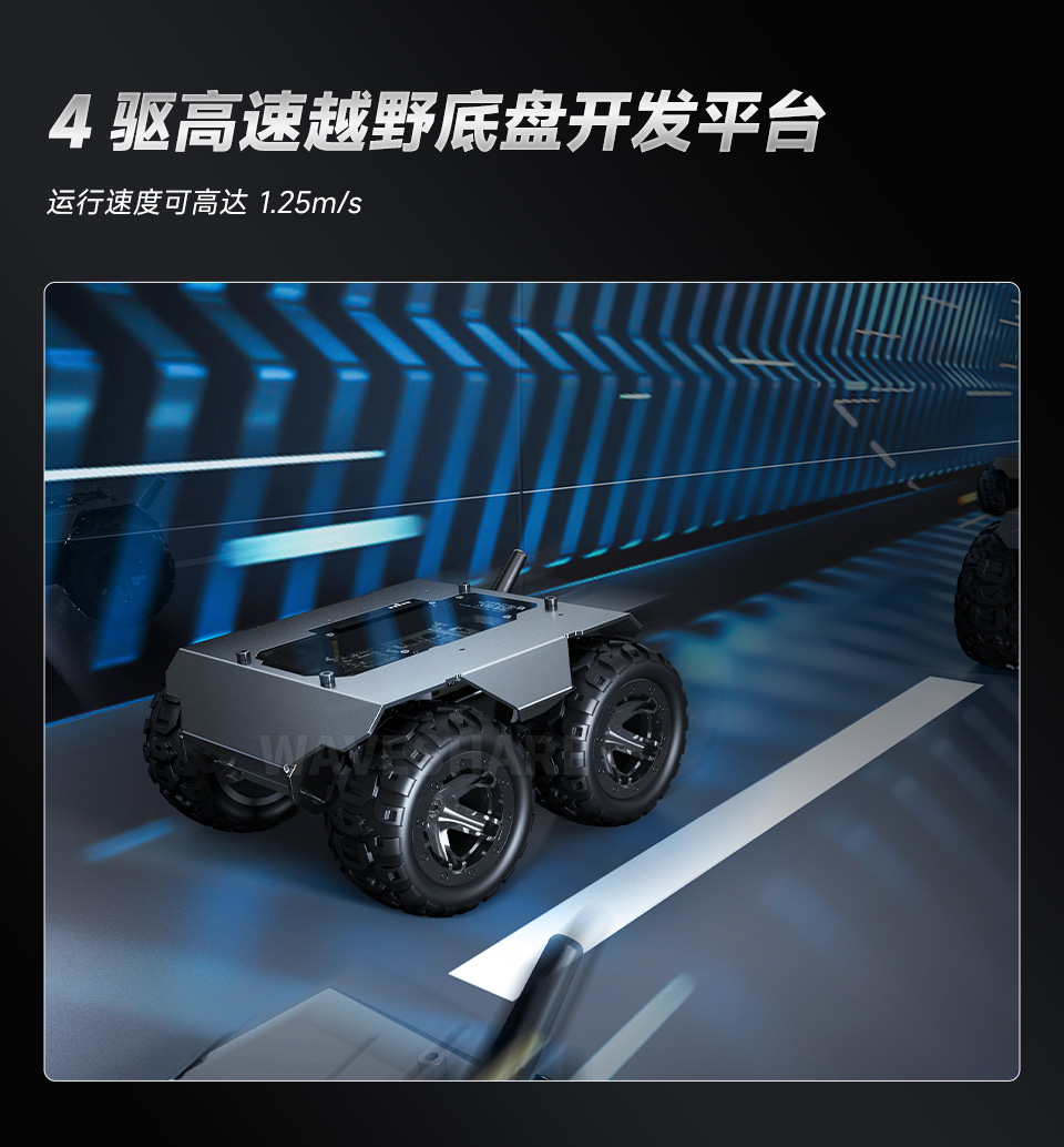 WAVE ROVER 全金属框架移动机器人四驱底盘灵活可扩展型四驱ROVER 