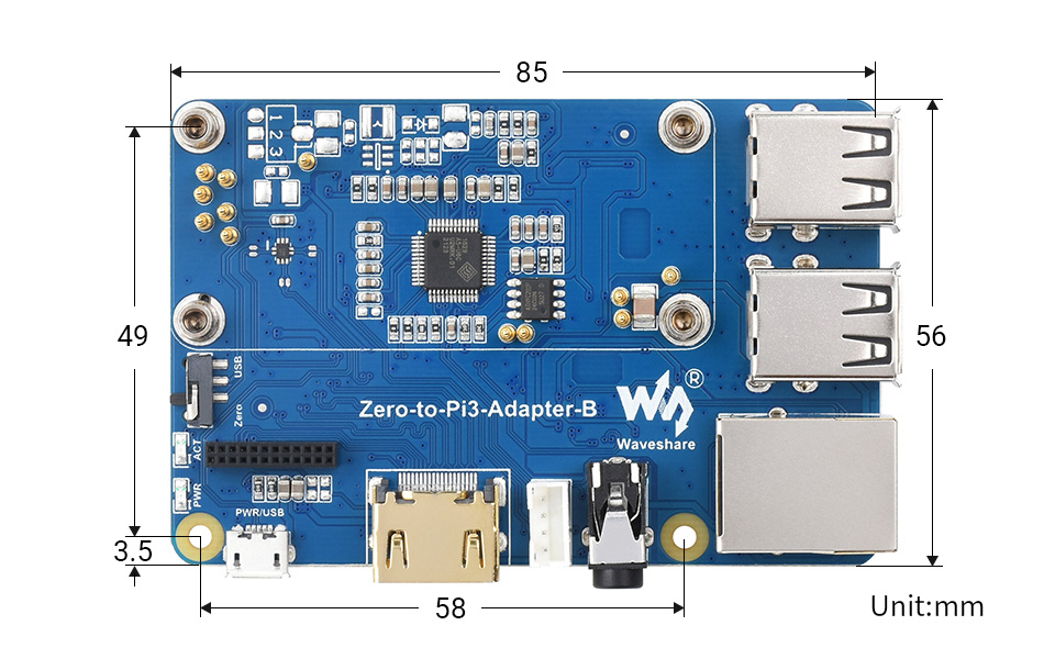 树莓派Zero 2 w转3B扩展板树莓派3B替代板Raspberry Pi 3 Model B