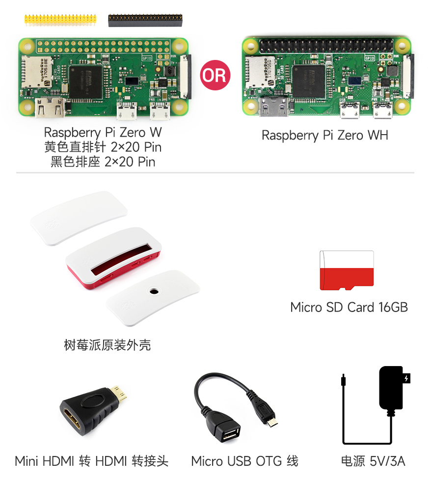 树莓派Zero W| Raspberry Pi Zero W (套餐D) | RPi Zero W (套餐D)